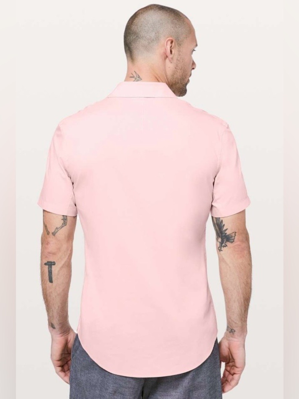 LULULEMON Athletica NWOT Men’s Down To The Wire Stretch Short Sleeve Shirt -Pink - Picture 4 of 12